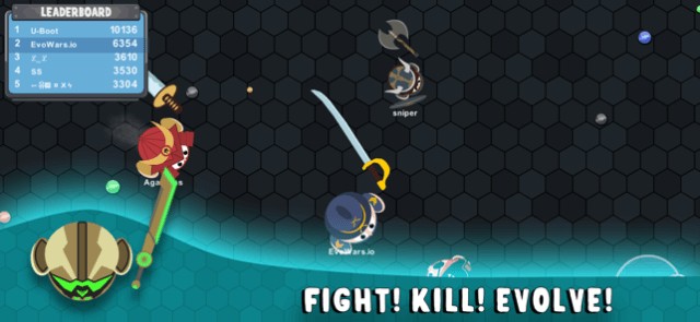 Chiến đấu, giết các đối thủ và tiến hóa trong game EvoWars.io