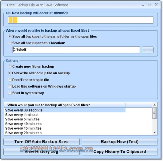 Excel Backup File Auto Save Software