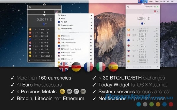 Exchange Rates cho Mac - Phần mềm chuyển đổi ngoại tệ thông minh
