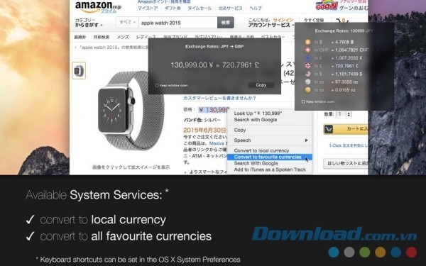 Hai chức năng chính của Exchange Rates cho Mac