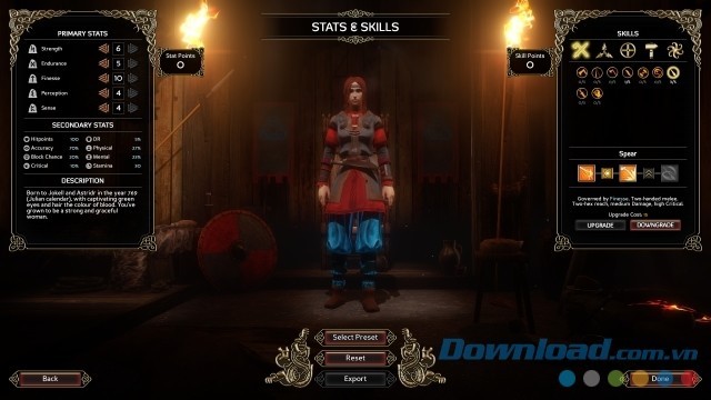 Tùy chỉnh kỹ năng và thông số sức mạnh trong game nhập vai mới Expeditions: Viking cho máy tính