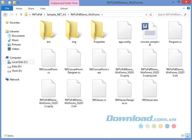 Các mẫu cho Winforms của ExpertPDF RTF To PDF Converter