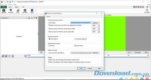 Sử dụng các tùy chọn hữu ích trong ứng dụng chỉnh sửa video Express Animate cho máy tính