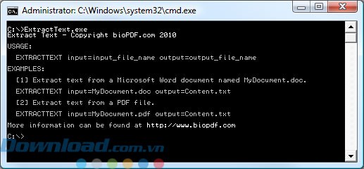 Giao diện Extract Text