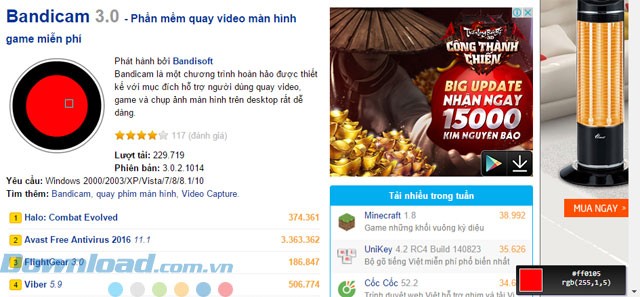 Xem thông tin màu nhanh chóng