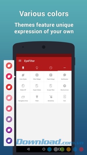 EyeFilter Pro cho Android có rất nhiều sắc màu để bạn lựa chọn