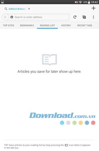 Tính năng Reading List của Adblock Browser