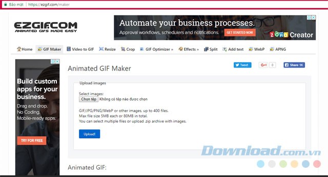 Tạo ảnh động với Ezgif.com
