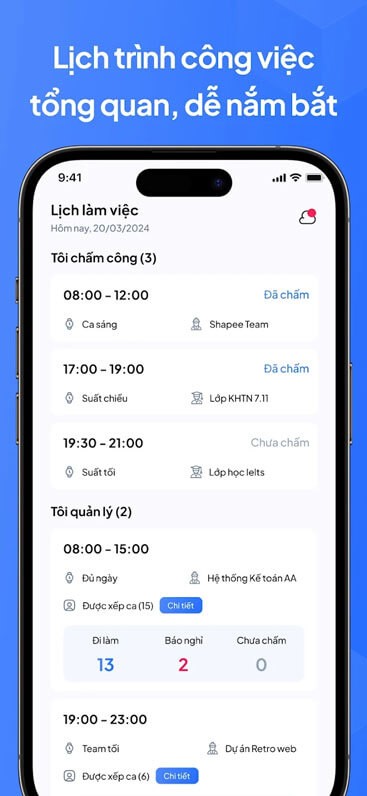 Dễ nắm bắt lịch trình