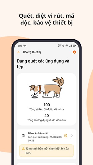 Quét, virus mã độc bảo vệ thiết bị