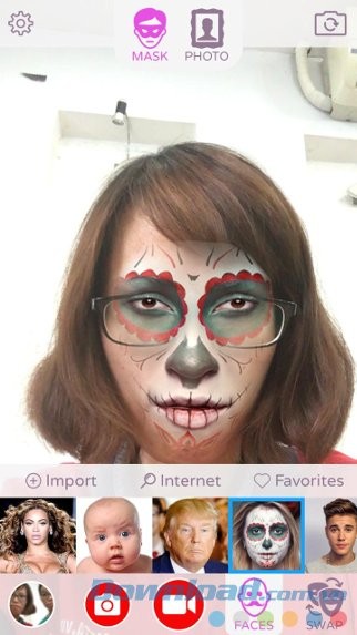 Chụp ảnh với mặt nạ