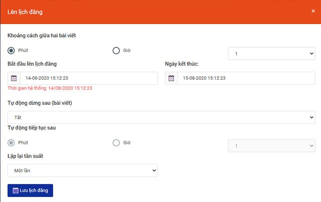 Tính năng lập lịch đăng bài