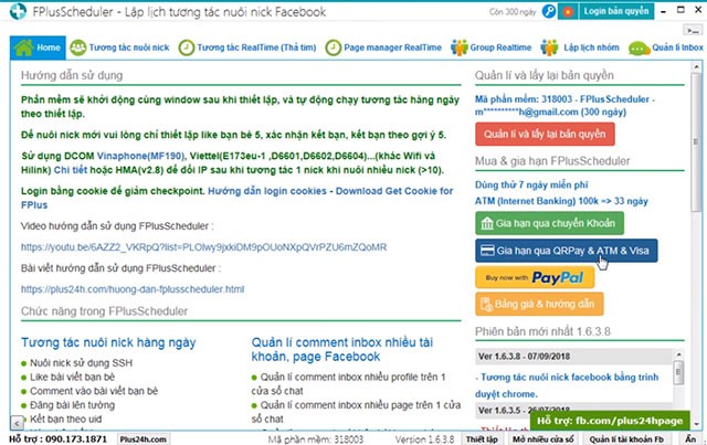 Thiết lập tương tác trên Facebook FPlusScheduler
