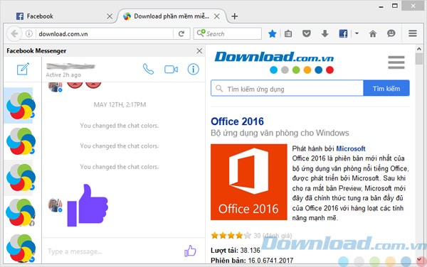 Giao diện của Facebook Messenger cho Firefox