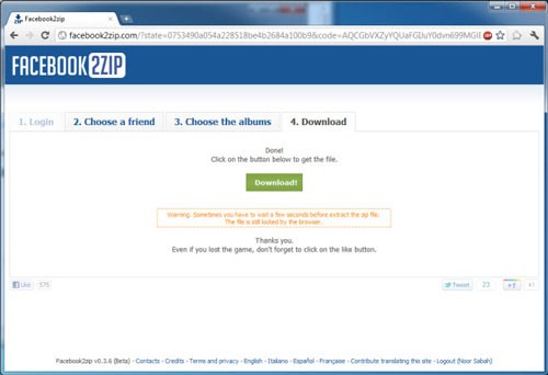 Facebook2Zip