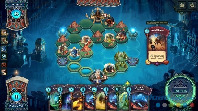 Tham gia vào các trận đấu quyết liệt trong game chiến thuật thẻ bài miễn phí Faeria cho máy tính, Mac và Linux