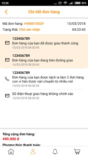 Chi tiết đơn hàng trên Fahasa