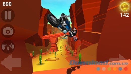 Thực hiện nhiều cú lái môtô ngoạn mục chinh phục mọi địa hình khắc nghiệt của Faily Rider cho iOS