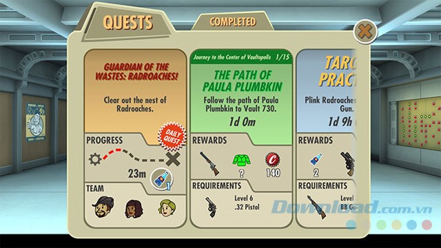 Hoàn thành các nhiệm vụ hấp dẫn trong game mô phỏng Fallout Shelter