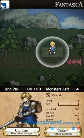 Giao diện màn đấu game Fantasica