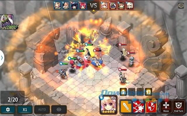 Giao diện màn đấu trong game Fantasy War Tactics