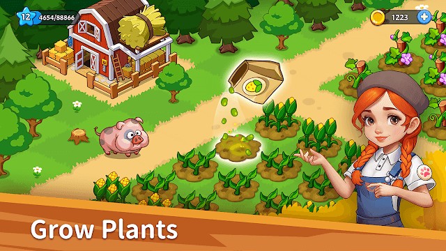 Làm trang trại và trồng nhiều loại cây khác nhau trong game Farm Party: Merge & Pet