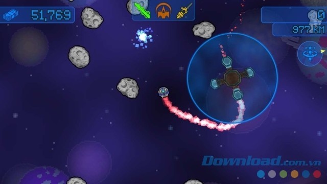 Vượt qua tất cả các chướng ngại vật nguy hiểm xuất hiện trong game vui miễn phí Farspace cho máy tính và Windows Phone