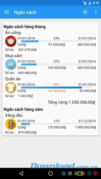 Xem khoản chi hàng ngày