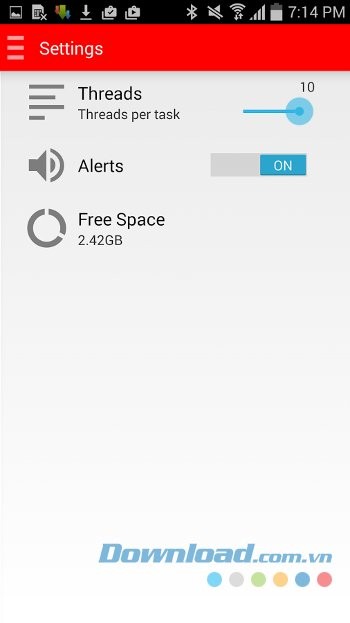 Các thiết lập chính của Fast Download Manager