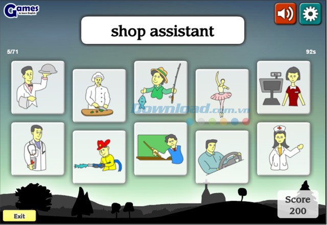 Giao diện game học tiếng Anh