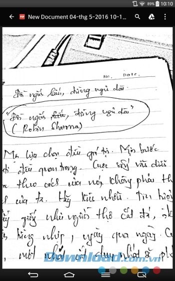 Một tài liệu mẫu được scan bằng Fast Scanner