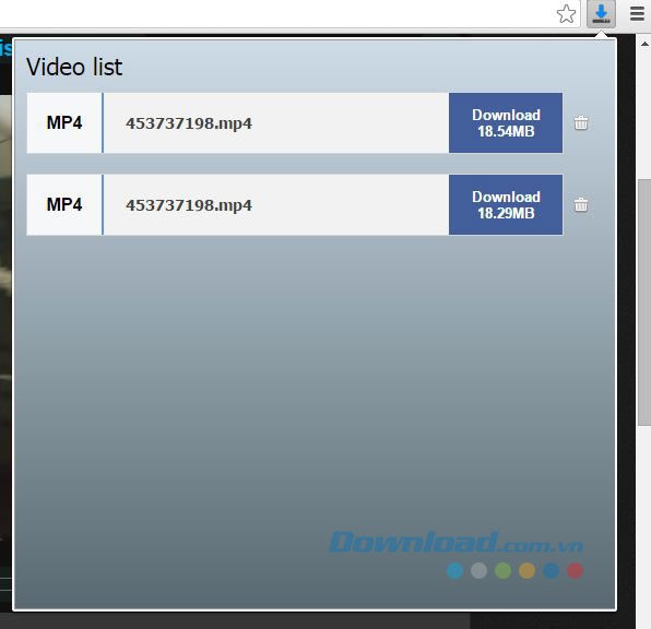 Lựa chọn tải video với thông tin cụ thể