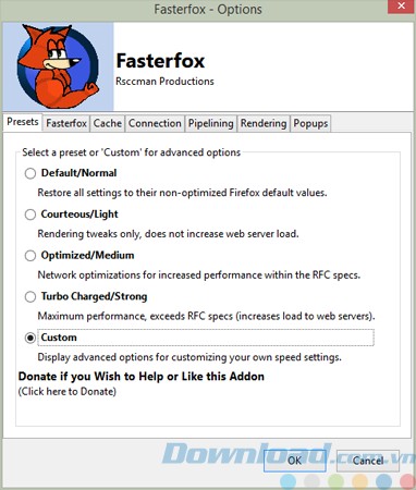 Giao diện Fasterfox