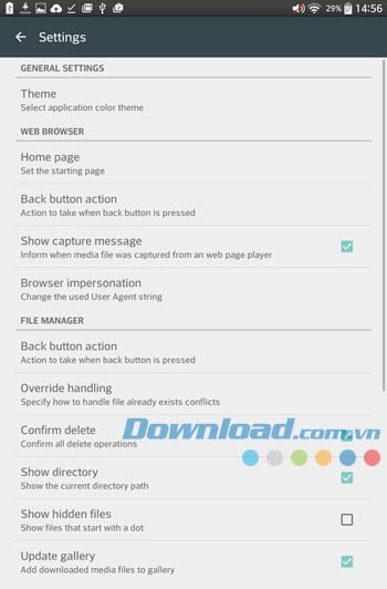 Các thiết lập cơ bản trong Fastest Video Downloader