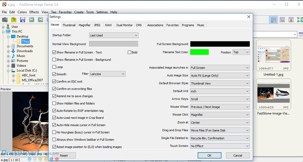 Các lựa chọn cài đặt