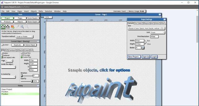 Sử dụng tính năng trợ giúp của ứng dụng thiết kế đồ họa trực tuyến Fatpaint