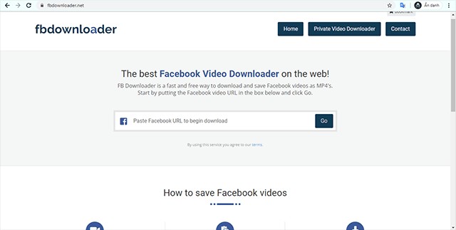 Giao diện chính của phần mềm FB Downloader