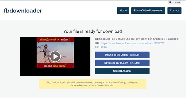 Tải video chất lượng HD, định dạng MP4 phổ biến với FB Downloader