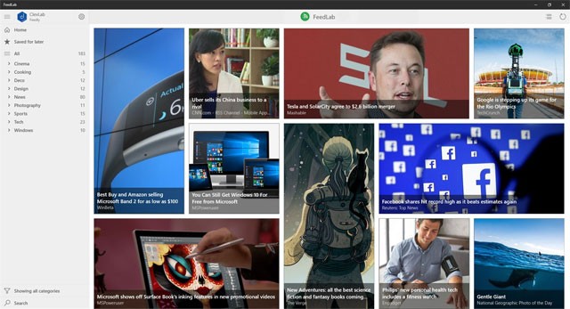 FeedLab là ứng dụng đọc báo miễn phí cho Windows 10