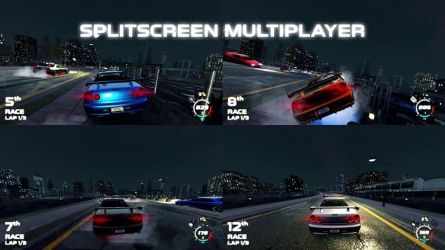 Đua xe một mình hoặc chơi nội bộ trên màn hình chia nhỏ