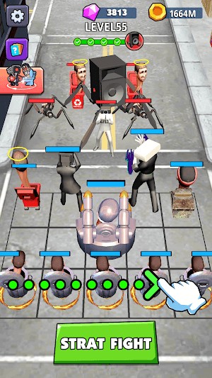 Fight Monster Merge Battle cho bạn tham gia vào các trận đánh giữa cameraman và toiletman