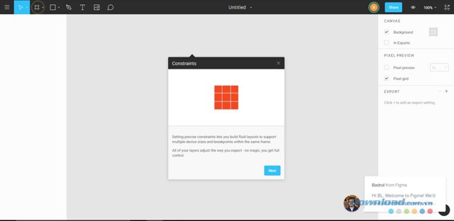 Giao diện chính của ứng dụng web thiết kế Figma