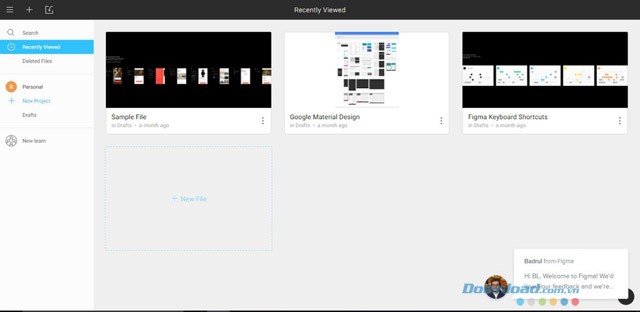 Tạo ra dự án mới bằng ứng dụng web thiết kế Figma