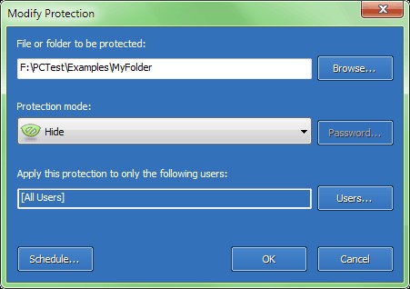 Các thiết lập của File Lock