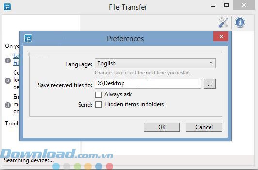 Các lựa chọn cài đặt ứng dụng