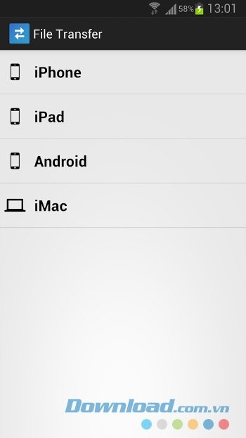 File Transfer hỗ trợ chia sẻ file qua nhiều thiết bị