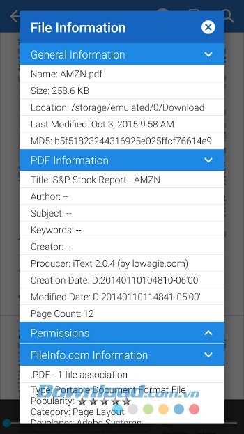 Xem thông tin metadata với File Viewer