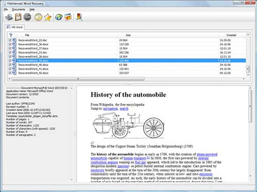 FileInternals Word Recovery
