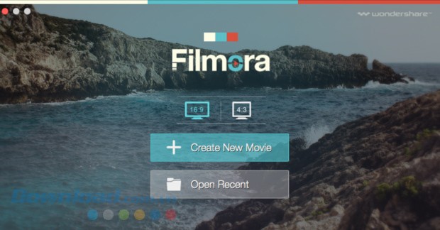 Giao diện chính của phần mềm chỉnh sửa video Filmora