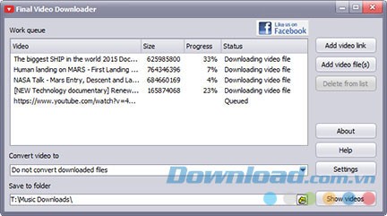 Tải video miễn phí với Final Video Downloader